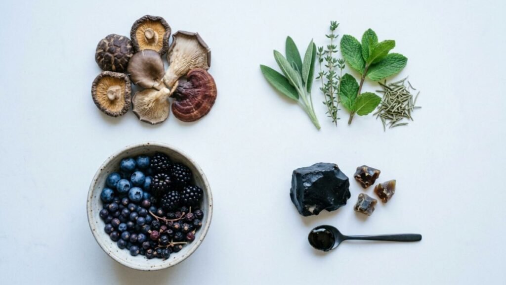 Neura memory supplement key ingredients flat lay