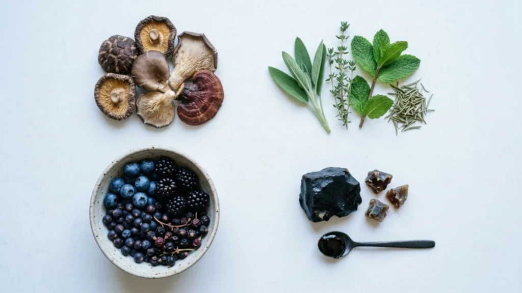 Neura memory supplement key ingredients flat lay