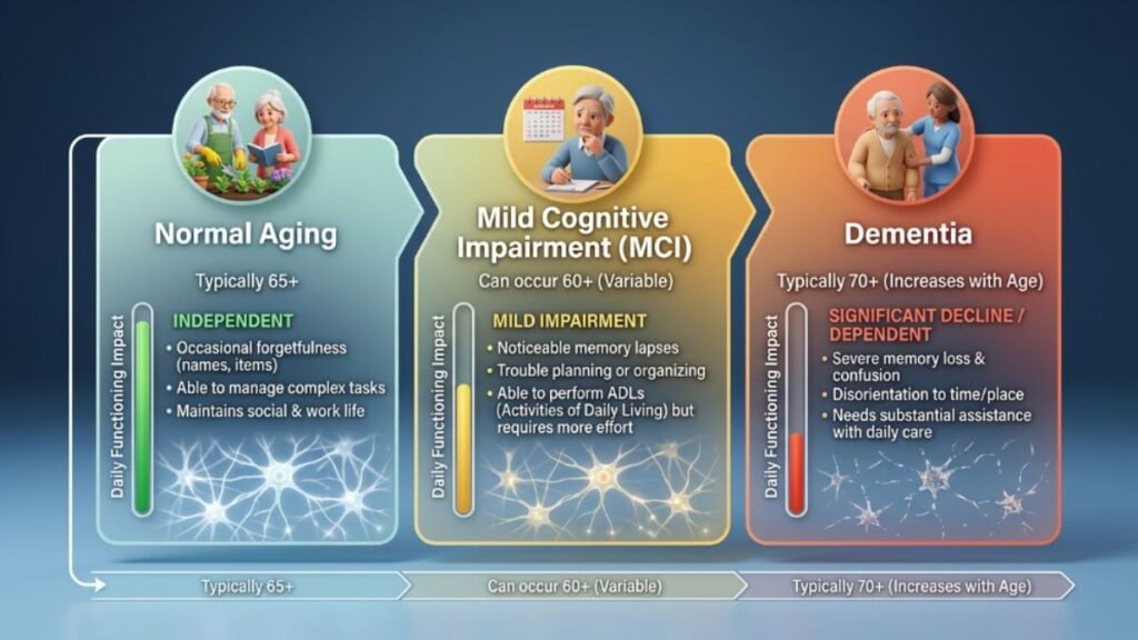  cognitive decline spectrum diagram normal aging MCI dementia