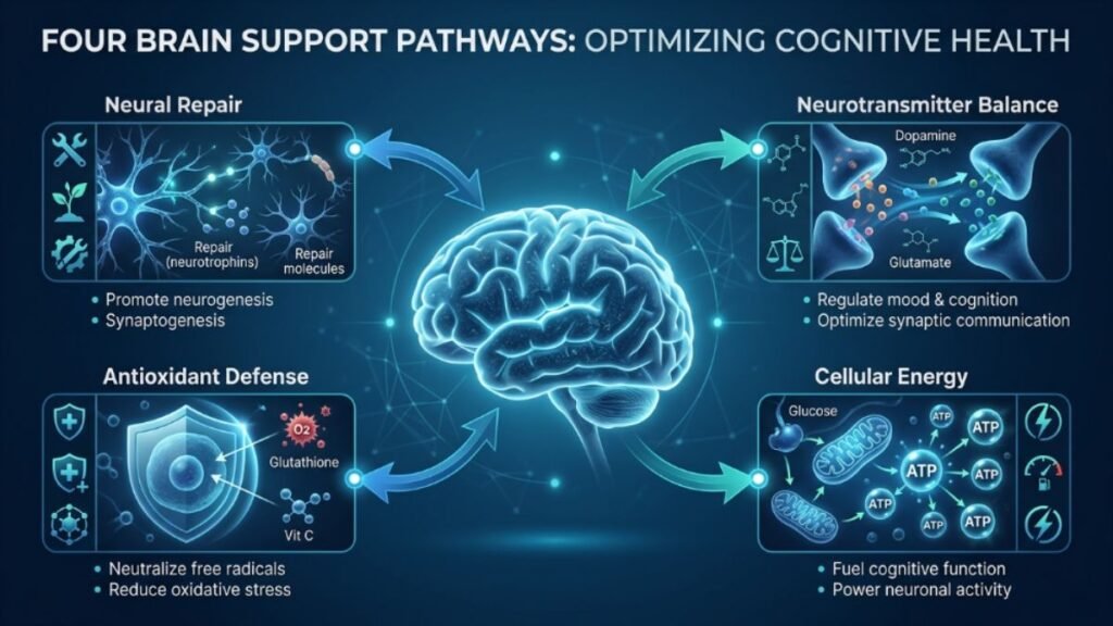 how nootropic supplements support brain function diagram