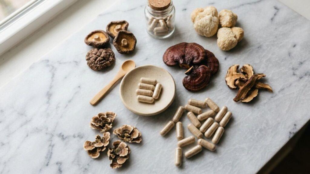 medicinal mushroom supplement capsules brain health dosage