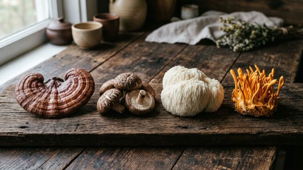 medicinal mushrooms brain health ganoderma lion's mane cordyceps