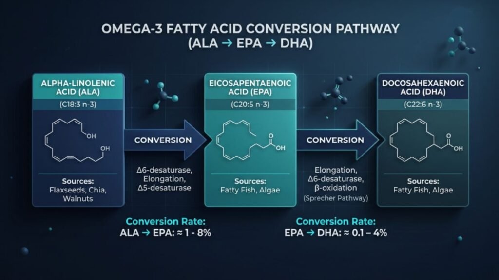 omega-3 fatty acids ALA EPA DHA brain conversion diagram