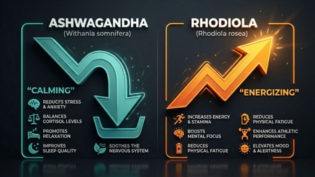 ashwagandha vs rhodiola comparison of effects