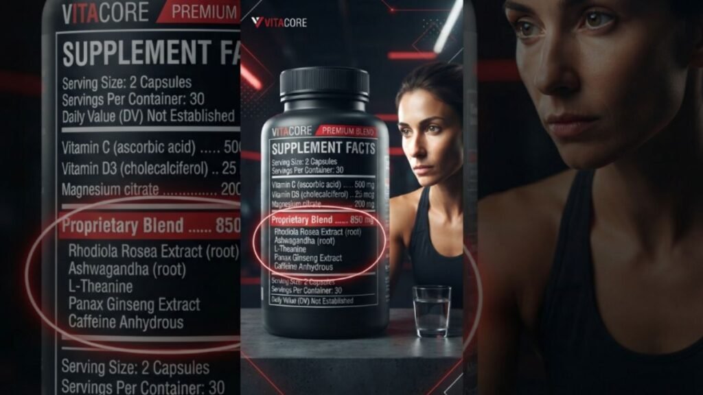 nootropic supplement facts panel highlighting a proprietary blend
