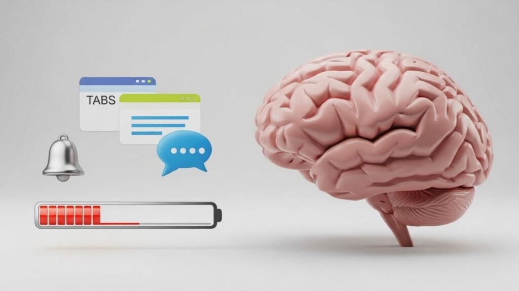 Cognitive Exhaustion: Why Your Brain Feels Tired Even When You’re Not Doing Much 2 cognitive exhaustion mental fatigue from notifications and multitasking