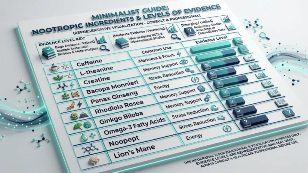 nootropic ingredients evidence clinical trials comparison